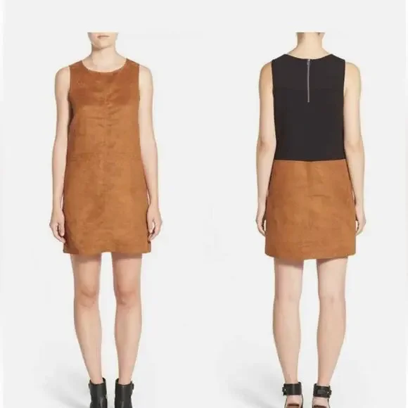 Sanctuary Women's Faux Brown Suede Shift Dress Size XS - Picture 3 of 10